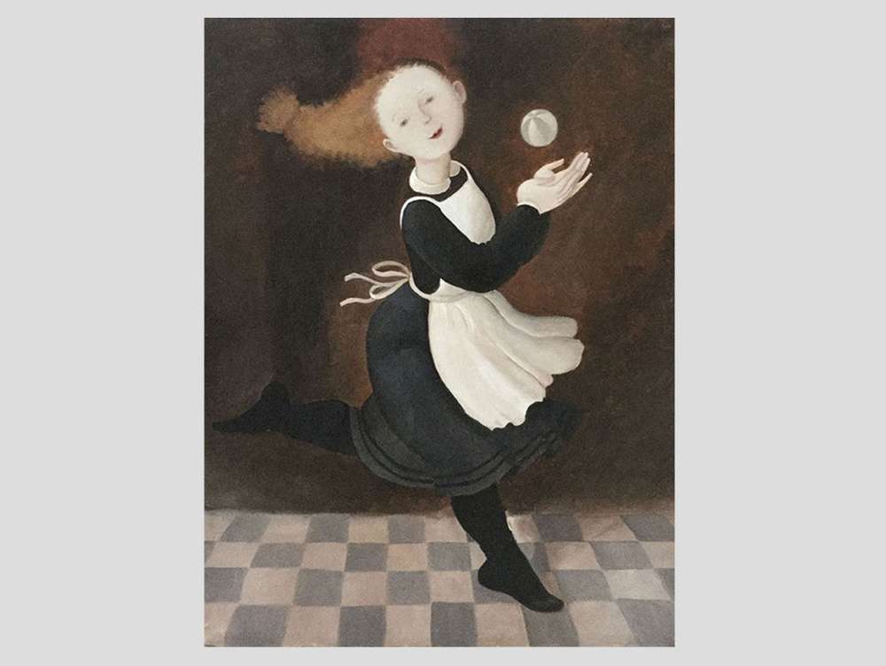 GIRL IN GREY AND BLACK